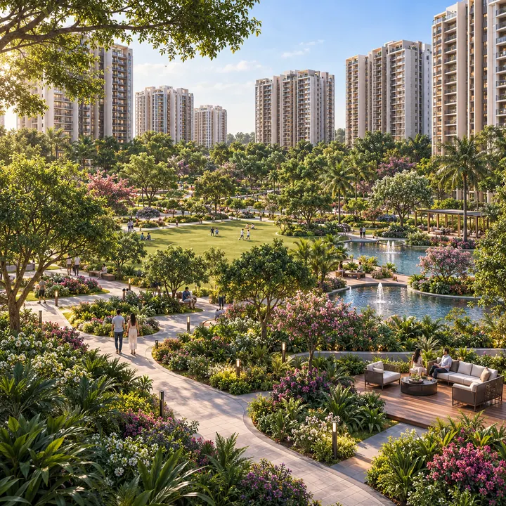 DivyaSree Shettigere indicative landscaped open space across the township DivyaSree Shettigere indicative landscaped open space across the township