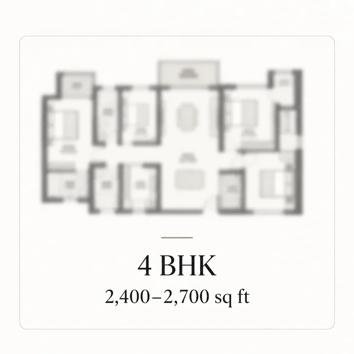 DivyaSree Shettigere 4 BHK indicative floor plan, 2,400 to 2,700 sq ft as listed in pre-launch material